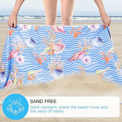 Microfiber Sand-Free Beach Towel 72"x36",Extra Large Lightweight Super Absorbent Thin Fast Drying Towels for Swimming Outdoor Hiking Yoga Girls Women Adults(Red Shell)