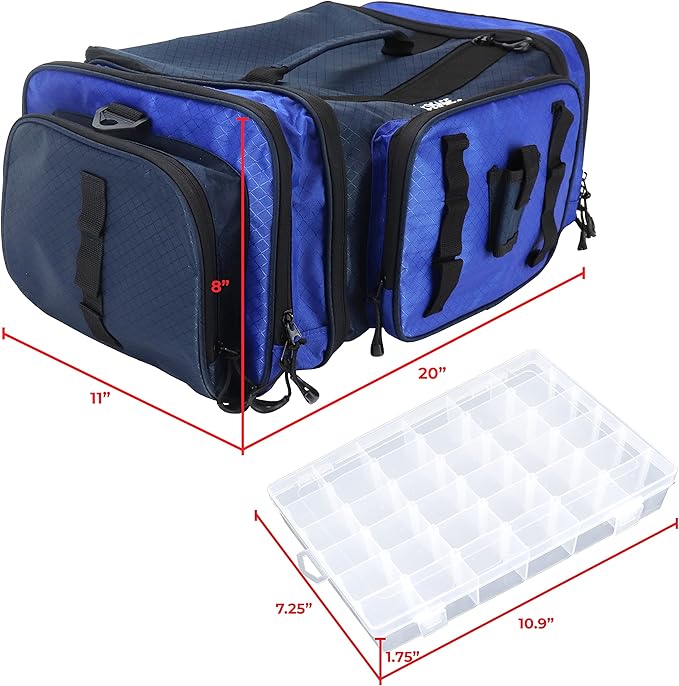 OSAGE RIVER Large Waterproof Fishing Tackle Bag with Padded Shoulder Strap, Ripstop Soft Sided Bag with Fishing Pliers Holder
