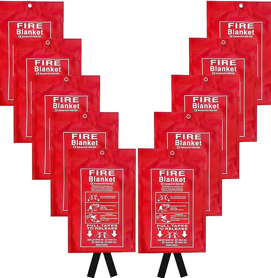 10 Pack Fire Blanket Fiberglass Fire Emergency Blanket Flame Retardant Fire Suppression Blanket Fireproof Emergency Survival Safety Cover for Kitchen Home Car Office Warehouse Camping, 40 x 40 Inch