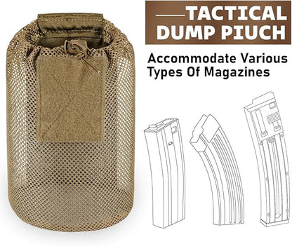 Dump Pouch Tactical Molle Mesh Pouches,Lightweight Range Compact Micro Drawstring Foraging Roll Up Foldable Recovery Ar Mag Tool Pack,EDC Drop Net Storage Belt Bag.…
