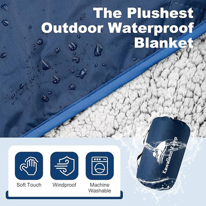 Sherpa Warm Camping Blanket - Waterproof Stadium Blanket Outdoor for Cold Weather,Camp, Sports Mom and Concert - Weather Proof Foldable Blanket