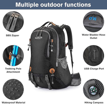 G4Free 50L Hiking Backpack Waterproof Daypack Outdoor Camping Climbing Backpack with Rain Cover for Men Women