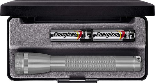 Maglite Mini Incandescent 2-Cell AA Flashlight in Presentation Box, Gray