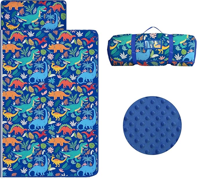 Kids Sleeping Bag Nap Mat with Removable Pillow and Blanket,Extra Thick Large 2 in 1 Slumber Bags for Boys Girls,Toddler Nap Mat for Preschool Daycare Travel Camping