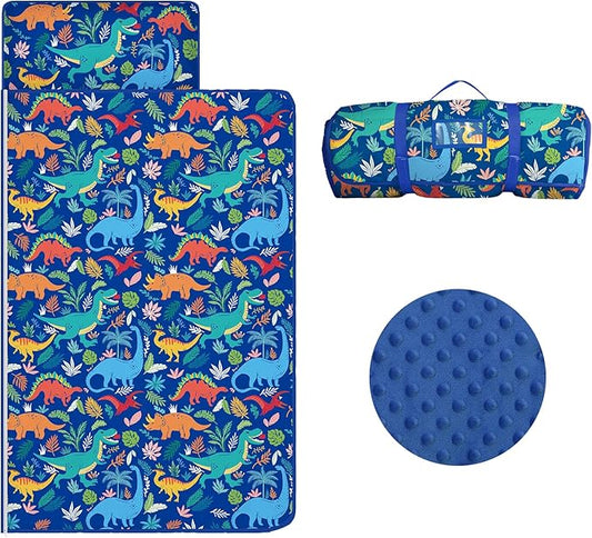 Kids Sleeping Bag Nap Mat with Removable Pillow and Blanket,Extra Thick Large 2 in 1 Slumber Bags for Boys Girls,Toddler Nap Mat for Preschool Daycare Travel Camping