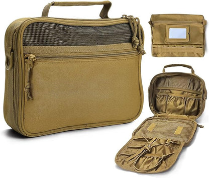 SMONT Toiletry Bag for Men Travel Toiletry Organizer Dopp Kit Organizer Toiletries Travel Bag Shaving Hygiene Bag Bathroom Hanging Men's Toiletry Bag for Short Trips Khaki