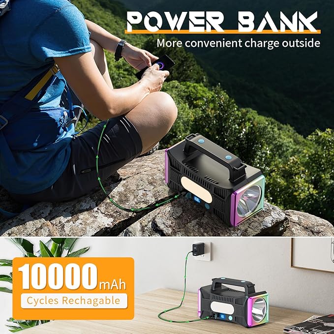 Homly Rechargeable Spotlight, 10000mAh Handheld Flashlight with Ultra-Long Standb USB Output as a Power Bank, with 9 Lighting Modes Such as flahlight and Warning Light for Hunting Boating Camping