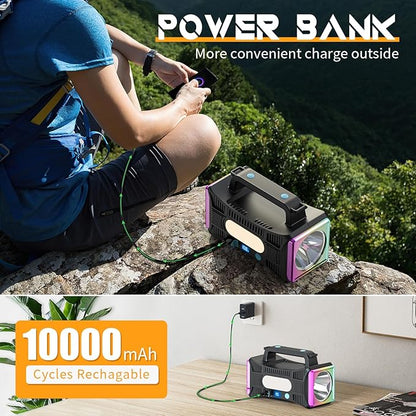 Homly Rechargeable Spotlight, 10000mAh Handheld Flashlight with Ultra-Long Standb USB Output as a Power Bank, with 9 Lighting Modes Such as flahlight and Warning Light for Hunting Boating Camping
