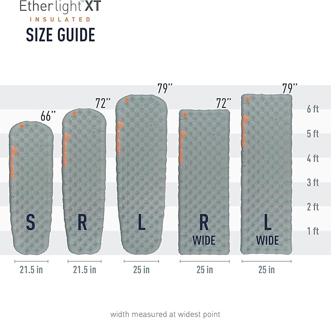 Sea to Summit Ether Light XT Extra-Thick Insulated Sleeping Pad, Tapered - Large (78 x 25 x 4 inches)
