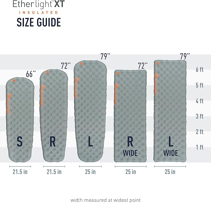 Sea to Summit Ether Light XT Extra-Thick Insulated Sleeping Pad, Tapered - Small (66 x 21.5 x 4 inches)
