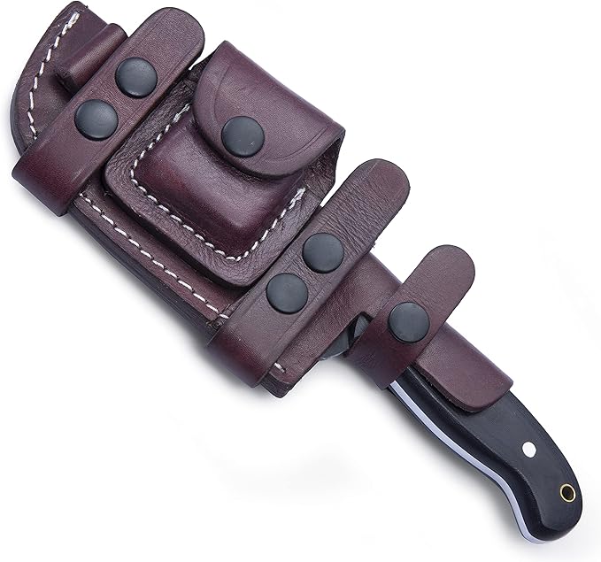 GCS Handmade Tracker Knife D2 steel Hunting and Knife with Micarta Handle Fixed Blade Survival Knife Right Hand Scout Carry leather Sheath for Hunting Camping and EDC GCS 304 Black