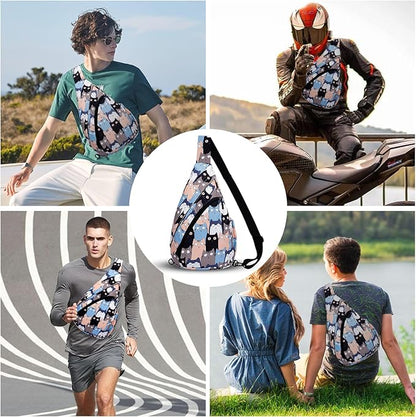 HUA ANGEL Crossbody Sling Bag for Men & Women Lightweight Waterproof Chest Shoulder Bag for Travel Hiking & Everyday Use