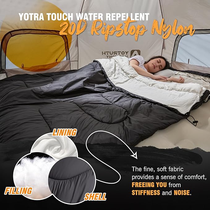 Double Sleeping Bag with Pillow for Adults - Queen Size Two Person Sleeping Bag - 3 Season Cold Weather Camping Sleeping Bag