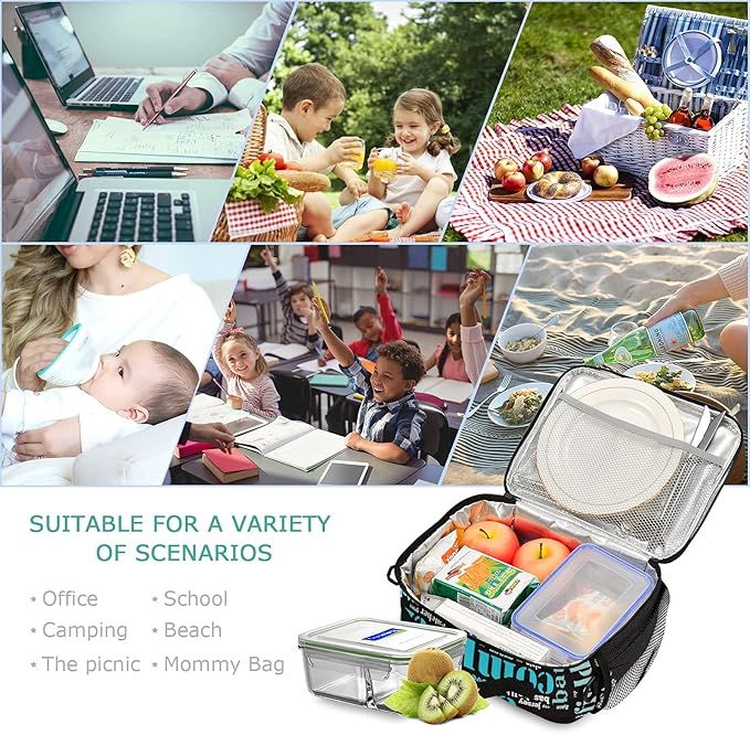 Baseball Lunch Bag Insulated Softball Lunch Box Cooler Bag Cooling Tote Food Container for Men Women Kids