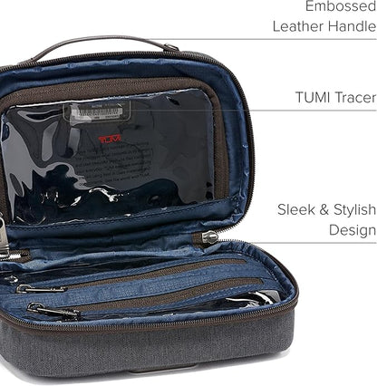 TUMI Alpha Split Travel Kit - Compact Toiletry Bag for Men & Women - Features Removable Leather Handle & 3 Zip Pockets