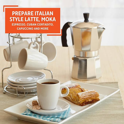 IMUSA USA B120-42V Aluminum Espresso Stovetop Coffeemaker 3-Cup, Silver (Pack of 1)