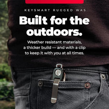 KeySmart Rugged Key Organizer for Men - Compact Multi-Tool Key Holder with Bottle Opener and Pocket Clip (Up to 14 Keys)