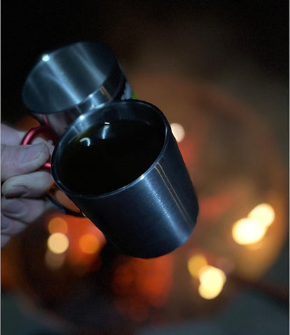 Life Gear Stainless Steel Double Walled Mug with Carabiner Handle - Portable Rockclimbing, Hiking, Backpacking or Camping Travel Cup 10 oz