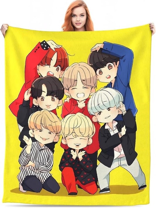Jung Kook Blanket 50"X40" Soft and Comfortable Warm Fleece Throw Full Picture of Idol Group Blankets Yoga Blankets Beach Blanket Picnic Blankets Gift for Dorm Room Decor Sofa Bed Camping Travel