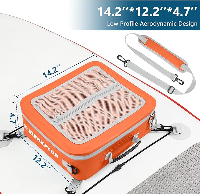 Waterproof PVC Paddleboard Cooler Deck Bag - 12 Can Soft Insulated Cooler for Paddleboarding, Camping, Kayaking