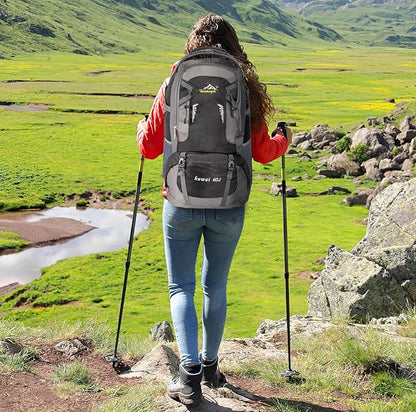 Yesland 60L Lightweight Hiking Backpack, Outdoor Sport Travel Daypack Camping Backpack Hiking Bag for Cycling, Hiking, Running, Climbing, Touring, Men, Women, Black