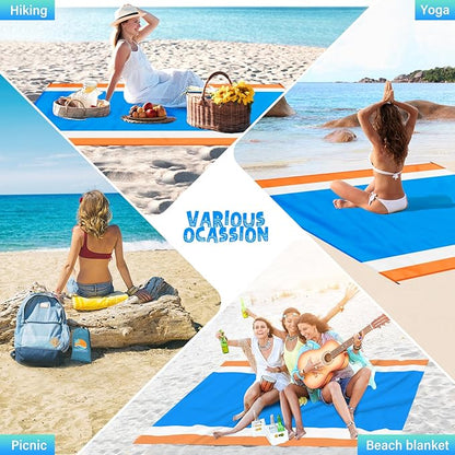 Beach Blanket Waterproof Sandproof 1-8 Adult Oversized 9'×10' Lightweight Durable Compact Sand Free Beach Mat for Travel Camping Hiking Picnic Blanket