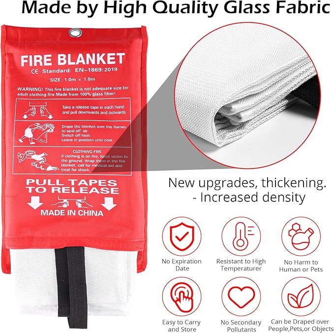 Fire Extinguishing Blanket - 6PCS Emergency Fire Blankets for Home Kitchen House Camping Car Warehouse Office Emergency Prepared Survival Safety MHt