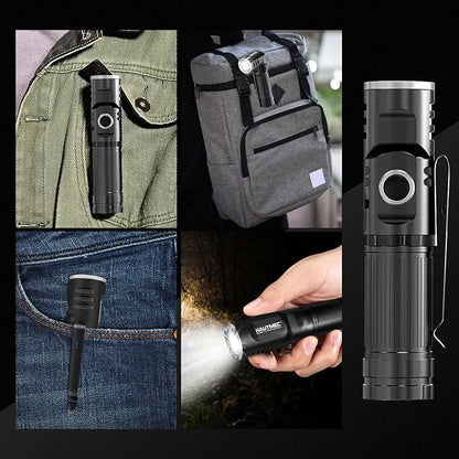 HAUTMEC Rechargeable LED Flashlights 500 High Lumens Super Bright Magnetic Flashlight Waterproof Mini Flashlight 3 Modes Handheld Small Swivel Flashlights Powerful for Camping, Outdoor, Hiking