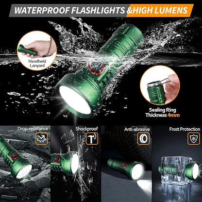 Led Flashlights Rechargeable USB C, Small Powerful Flashlight Max 2000 High Lumens Flashlight with 5 Modes, Red Light, Power Indicator, Waterproof Flash Light for Camping Hiking Emergency