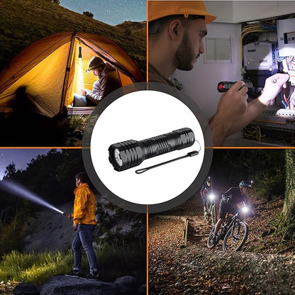 Roxicosly 2 Pack Rechargeable LED Flashlights, Small Handheld Flashlights for Home Emergencies, Powerful Flashlights with 2000mAh Built-in Battery, IP68 Waterproof