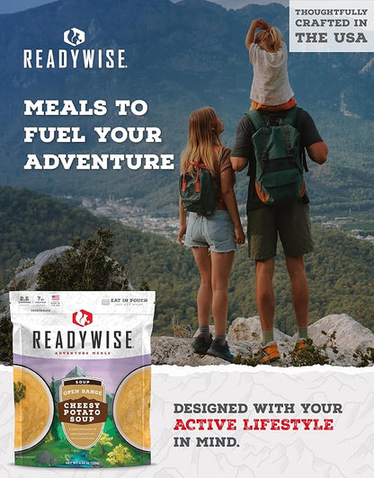 READYWISE - Adventure Meal, Cheesy Potato Soup, 2 Servings, Pack of 1, Emergency Preparedness, Freeze Dried Food, MRE, Snack Pack or Emergency Food, Backpacking, Camping, Hiking, and, Survival Food