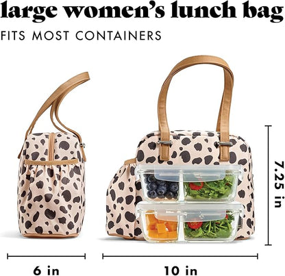 Fit & Fresh Lunch Bag For Women, Insulated Womens Lunch Bag For Work, Leakproof & Stain-Resistant Large Lunch Box For Women With Expandable Bottle Pocket, Zipper Closure Laketown Bag Cheetah Tumbler