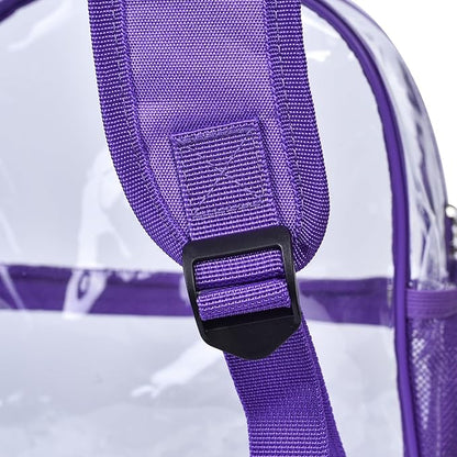 Oraben Clear Backpack for Stadium Events Clear Stadium Backpack 12x6x12 Bag (Enhanced Strap, Purple)