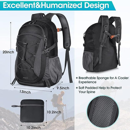 RAINSMORE Hiking Backpack 40L Waterproof Camping Backpack Lightweight Packable Backpack for Women Men Outdoor Travel Daypack