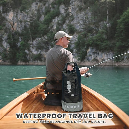 VOS Waterproof Premium Dry Bag – 20L | All-purpose Bag Lightweight Dry Storage Bag Backpack for Travel, Swimming, Boating, Kayaking, Camping, Beach (Black/Grey)