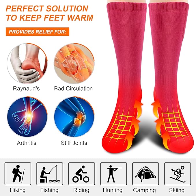 SVPRO Electric Heated Socks Men Women Rechargeable Heating Socks Washable Battery Thermal Foot Warmer Socks Winter Warm Socks