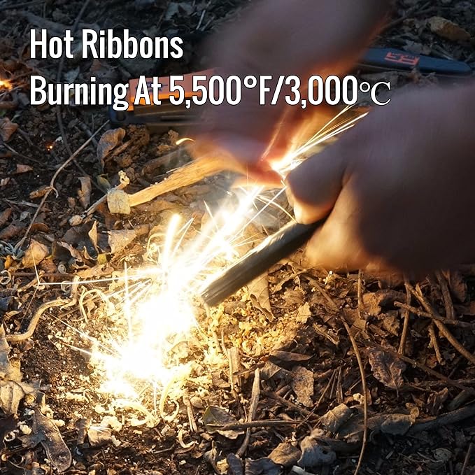 Heavy-Duty Classic 4 Inch Drilled Ferro Rods Flint and Steel Ferrocerium Rod with A Lanyard Hole for DIY Fire Starting Tools in Camping Emergency Hiking Fishing Bushcraft Survival