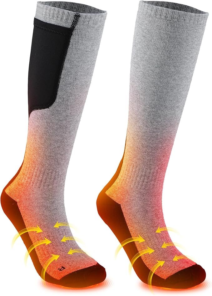 Heated Socks, Remote Control 4000mAh 5V Rechargeable Electric Heated Socks with 3 Heat Settings for Men Women Outdoor Hunting Skiing Camping Warm Winter Socks