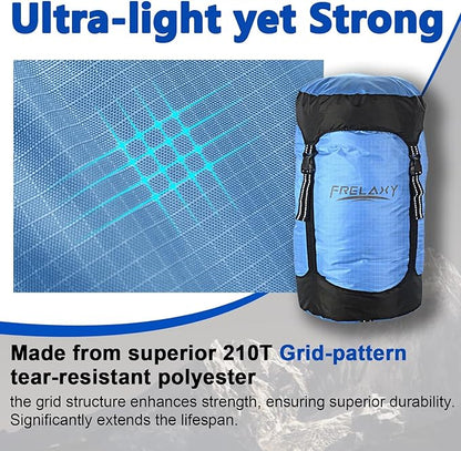 Frelaxy Compression Sack, 40% More Storage! 11L/18L/30L/45L/52L Compression Stuff Sack, Water-Resistant & Ultralight Sleeping Bag Stuff Sack - Space Saving Gear for Camping, Hiking