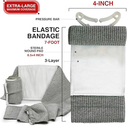 Israeli Emergency Bandage, 4 Inch 1 Pack Compression Bandage for Trauma Wound Dressing, Vacuum Sterile Compression Bandages for Ifak Refill Kit First Aid