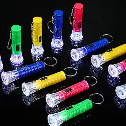 Jexine 100 Pcs Mini Flashlight Keychain Bulk Assorted Colors Torch Keyring Flashlights LED Keychain Flashlights Small Keychain Light Hiking Camping Christmas Party Favors (Classic)