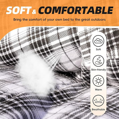 MEREZA Flannel Sleeping Bag for Adults XL, Large Wide Sleeping Bags for Camping Mens Warm Cotton Sleeping Bag 4 Season Warm & Cool Weather