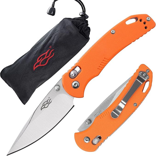 Firebird GANZO F753M1 Pocket Folding Knife G-10 Anti-Slip Handle with Clip 440C Stainless Steel Blade Camping Fishing Outdoor Folder EDC Knife (Orange)