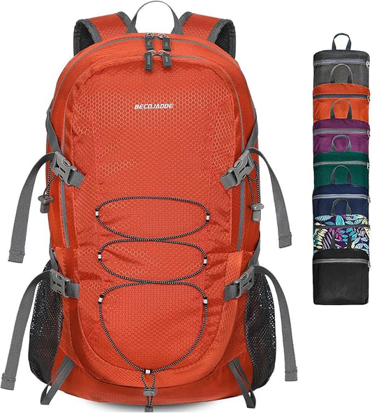 40L Lightweight Hiking Backpack Travel Packable Daypack for Women and Men, Orange