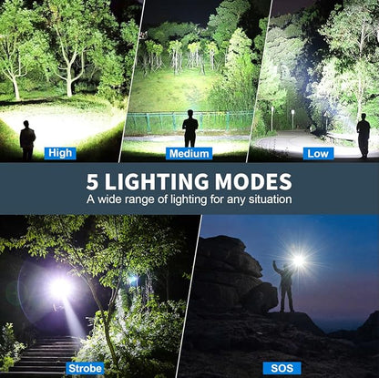 Rechargeable Led Flashlights high lumens, 2 Packs 990,000 Lumen Super Bright Flashlight with 5 Modes, Powerful Waterproof Flash Light for Home,Emergencies,Camping