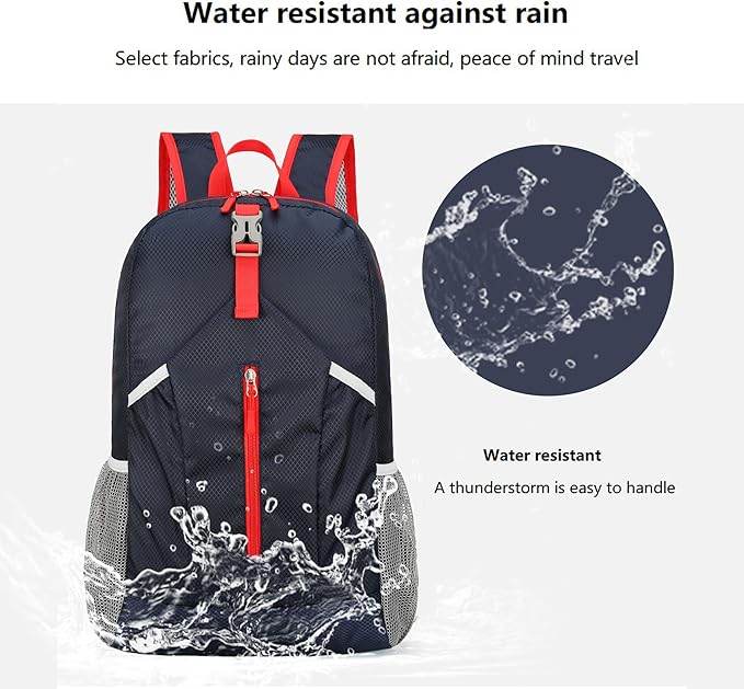 25L Hiking-Backpack Foldable-Sports Daypack-Camping Collapsible Bag Water Resistant Lightweight Travel Men Women (Dark Blue)
