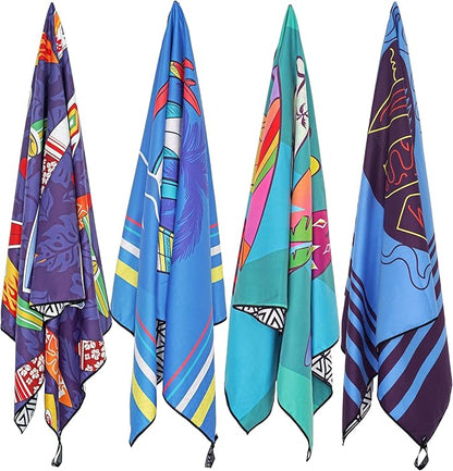 4Monster Microfiber Beach Towel Quick Dry,Super Absorbent Lightweight Travel Towel for Swimmers, Sand Free Camping Towel, Beach Towels for Pool, Swim, Water Sports,Yoga,Gym,Backpacking