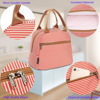 FlowFly Insulated Lunch Cooler Bag - Tote Bag Organizer for Women/Men, Red