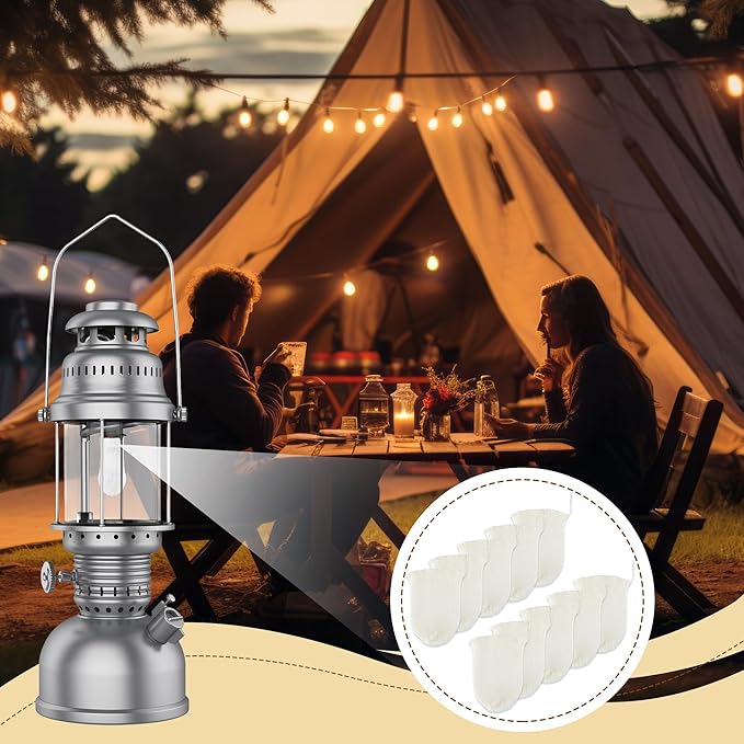 10 Pcs Propane Lantern Mantles with Glass Replacement Lantern Globe, U Shape Mantles and Standard Shape Lantern Replacement Globe, Propane Lantern Mantles Replacement Parts for Outdoor Camping