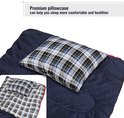 REDCAMP Small Camping Pillow Lightweight and Compressible, Flannel Travel Pillow with Removable Pillow Cover (Square Blue and Grey)